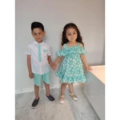 MODAVALS MİNT YEŞİLİ KARDEŞ KOMBİN KIZ ÇOCUK ELBİSE & BANDANA KOMBİN - 9
