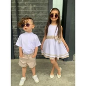 MODAVALS KARDEŞ KOMBİN KETEN ŞORTLU ERKEK ÇOCUK TAKIM - KREM - 3