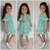 MODAVALS MİNT YEŞİLİ KARDEŞ KOMBİN KIZ ÇOCUK ELBİSE & BANDANA KOMBİN - 6