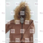 MODAVALS İTHAL KÜRKLÜ 3 İP ŞARDONLU UNISEX BEBEK VE ÇOCUK TULUM - KAHVE - 8