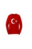 MODAVALS 23 NİSAN 19 MAYIS 29 EKİM 10 KASIM OKUL GÖSTERİ UNISEX GARSON BOY ÇOCUK AY YILDIZ BASKILI UZUN KOL BADİ - KIRMIZI - 1
