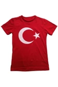 MODAVALS 23 NİSAN 19 MAYIS 29 EKİM 10 KASIM OKUL GÖSTERİ UNISEX GARSON BOY AY YILDIZ BASKILI KISA KOL TSHIRT - KIRMIZI - 2