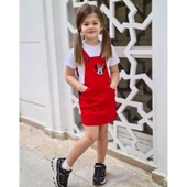 MODAVALS GABARDİN KARDEŞ KOMBİN MINNIE SLOPET & TSHIRT KOMBİN - KIRMIZI - 1