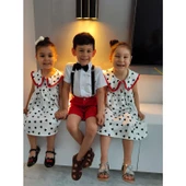 MODAVALS KARDEŞ KOMBİN KIZ ÇOCUK KALP DETAYLI ELBİSE - 6