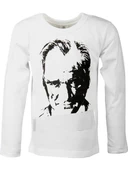 MODAVALS 23 NİSAN 19 MAYIS 29 EKİM 10 KASIM OKUL GÖSTERİ UNISEX ÇOCUK ATATÜRK & İMZA BASKILI UZUN KOL BADİ - BEYAZ - 2