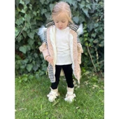 MODAVALS İTHAL KÜRKLÜ KAZ AYAĞI DESENLİ DANTELLİ BELİ BAĞCIKLI KIZ ÇOCUK MONT - BEJ - 4