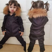 MODAVALS İTHAL KÜRKLÜ 3 İP ŞARDONLU UNISEX BEBEK VE ÇOCUK TULUM - KAHVE - 6