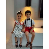 MODAVALS KARDEŞ KOMBİN KIZ ÇOCUK KALP DETAYLI ELBİSE - 5