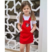 MODAVALS GABARDİN KARDEŞ KOMBİN MINNIE SLOPET & TSHIRT KOMBİN - KIRMIZI - 2