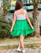 MODAVALS DANTEL DETAYLI BLUZ VE FIRFIRLI ETEK KIZ ÇOCUK KOMBİN - YEŞİL - 10