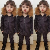 MODAVALS İTHAL KÜRKLÜ 3 İP ŞARDONLU UNISEX BEBEK VE ÇOCUK TULUM - KAHVE - 1