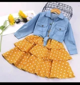 MODAVALS KIZ ÇOCUK KOT BOLEROLU PUANTİYE DETAYLI SARI ELBİSE 647892133 - 5