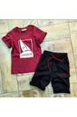 MODAVALS KIZ & ERKEK ÇOCUK ŞORTLU YELKEN BASKILI BORDO&SİYAH ALT ÜST TAKIM 520964875 - 2