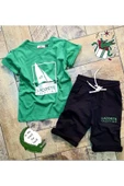 MODAVALS KIZ & ERKEK ÇOCUK ŞORTLU YELKEN BASKILI YEŞİL&SİYAH ALT ÜST TAKIM 520964873 - 1