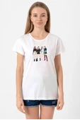 Blackpink Minimalist Beyaz Kadın Bisikletyaka Tshirt thumbnail 1