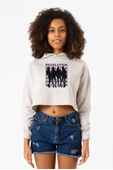 Blackpink Revolution Beyaz Kırçıllı Kadın Crop Kapşonlu - 1
