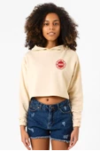 Chicago Fire Logo Bej Kadın Crop Kapşonlu thumbnail 1