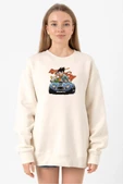 Dragon Ball Z Anime Goku Racer Ekru Kadın 2ip Sweatshirt thumbnail 1