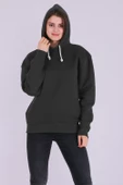 Füme Basic Oversize Kadın Kapüşonlu Hoodie 3 iplik Sweatshirt thumbnail 1