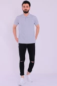 Gri Basic Polo Yaka Erkek Tshirt - 3