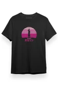 Steins Gate Okarin Pink Retro Siyah Kısa kol Erkek Tshirt thumbnail 1