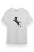 Horse Minimal Icon Beyaz Kısa kol Erkek Tshirt thumbnail 1