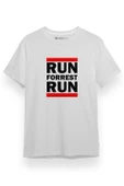Forrest Gump Run Forrest Run Beyaz Kısa kol Erkek Tshirt - 1