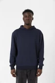 Lacivert Basic Oversize Erkek Kapüşonlu Hoodie 3 iplik Sweatshirt thumbnail 5