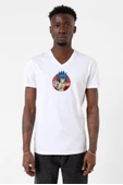 Beyblade Laban Vanot With Leopard Beyaz Erkek V yaka Tshirt - 1