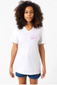 Blackpink Jisoo Signature Beyaz Kadın V yaka Tshirt - 1