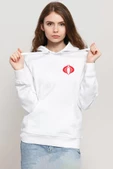 Cobra Kai Logo Beyaz Kadın 3ip Kapşonlu Sweatshirt - 1
