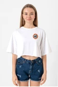 Dragon Ball Z Anime Logo Beyaz Kadın Crop Tshirt thumbnail 1