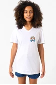 Dragon Ball Z Anime Master Roshi Free Hugs Beyaz Kadın V yaka Tshirt - 1