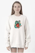 Dragon Samurai Anime Beyaz Kadın 2ip Sweatshirt - 1