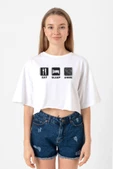Eat Sleep Anime Beyaz Kadın Crop Tshirt - 1