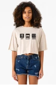 Eat Sleep Anime Bej Kadın Crop Tshirt thumbnail 1