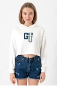 Gen V Godolkin University Abbreviation Ekru Kadın Crop Kapşonlu thumbnail 1
