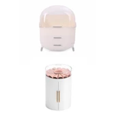 Piev House By House 2 si 1 Arada Makyaj Mücevherat Bujiteri  Düzenleyici Organizer Çeyiz Seti Krem - 4