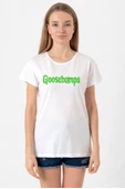 Goosebumps Lettern Beyaz Kadın Bisikletyaka Tshirt - 1