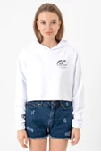 Gran Turismo Concept Beyaz Optik Kadın Crop Kapşonlu thumbnail 1