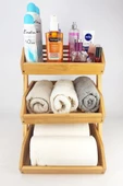 Digithome 3 Katlı Bambu Banyo ve Makyaj Organizer Düzenleyici Kahverengi - MIEN-670 C1-1-289 - 2