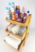 Digithome 3 Katlı Bambu Banyo ve Makyaj Organizer Düzenleyici Kahverengi - MIEN-670 C1-1-289 - 3