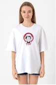 One Piece Anime Monkey D Luffy Beyaz Kadın Oversize Tshirt thumbnail 1