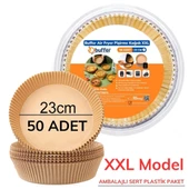 BUFFER® 50 Adet Air Fryer Pişirme Kağıdı Tek Kullanımlık  23 Cm Yuvarlak Pişirme Kağıdı XXL PVC li - 1