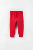 Çocuk Kırmızı Renk Kışlık Beli Lastikli Jogger Eşofman Altı - 1