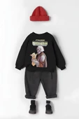 Unisex Bebek & Çocuk Star Wars Baskılı Siyah Renk 2 İplik Şardonlu Sweatshirt - 3
