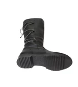 YAZKIŞ Kadın Siyah Cilt 46cm Bilek Uzunluğu 28cm Baldır Genişlği Arkası Taş İpli Düz Çizme thumbnail 5