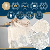 Nazik Home Rita Dantelli Pamuk Havlu-Krem 30x50 - 2