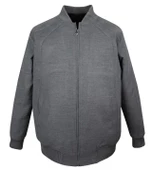 Büyük Beden Ribanalı Kaşe Mont Gri - 1