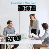 UpWay Kumandalı Büyük  HD LED Ekranlı Dijital Masa Duvar Saati Aynalı Elektronik Saat Sıcaklık Tarih - 4
